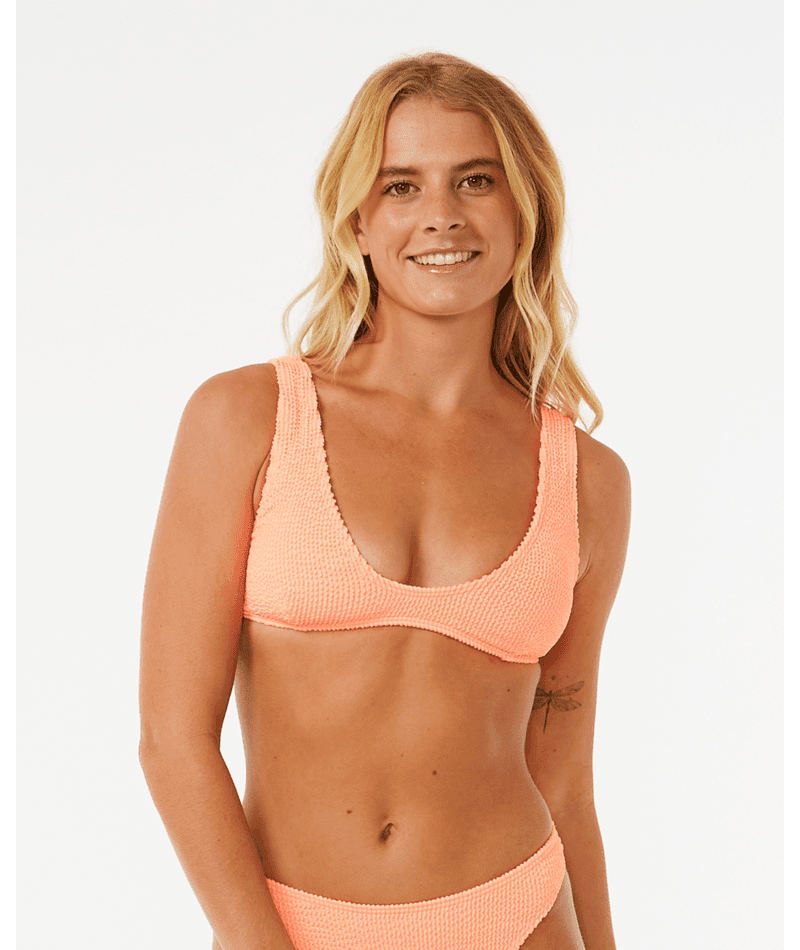 RIP CURL Women's Sunshine Crop Bikini Top Coral Women's Bikini Tops Rip Curl 