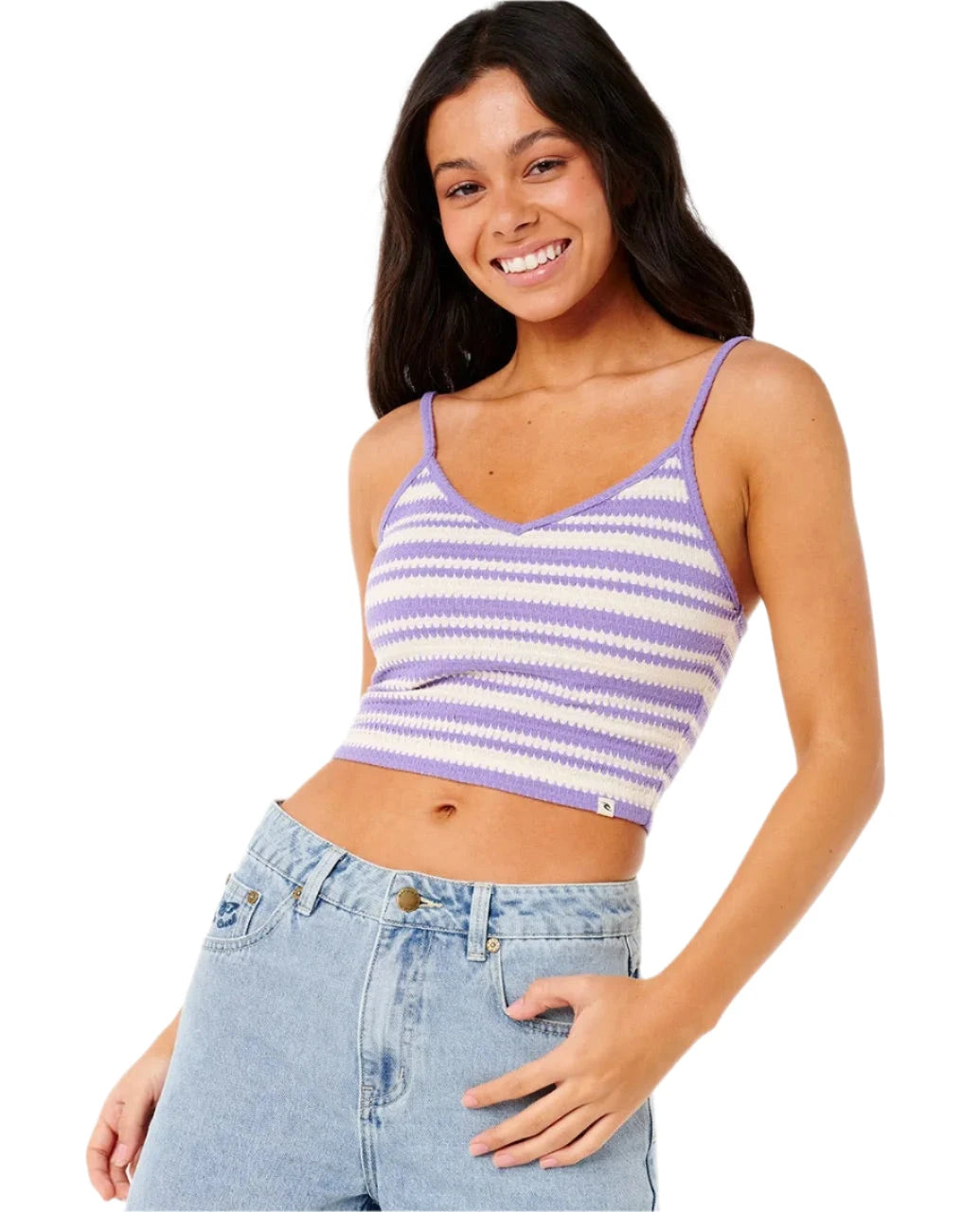 RIP CURL Women's Bobbi Stripe Cami Tank Top White/Purple Women's Tank Tops and Halter Tops Rip Curl 