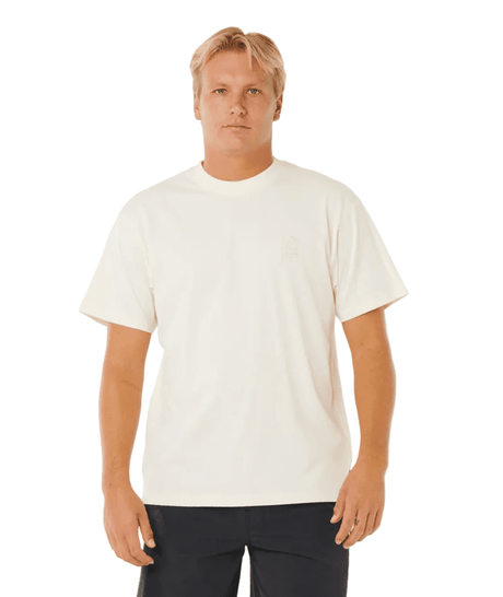 RIP CURL Search Embroidery T-Shirt Bone Men's Short Sleeve T-Shirts Rip Curl 