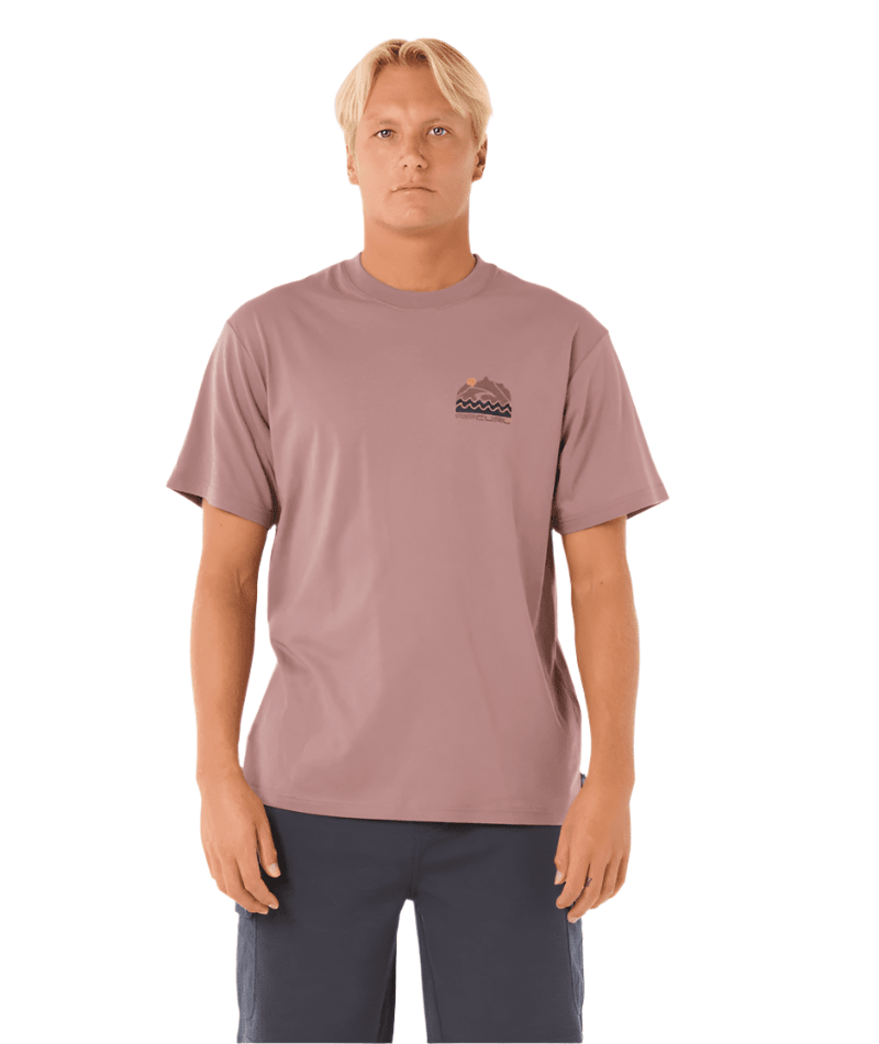 RIP CURL VaporCool Search Trek T-Shirt Twilight Mauve Men's Short Sleeve T-Shirts Rip Curl 