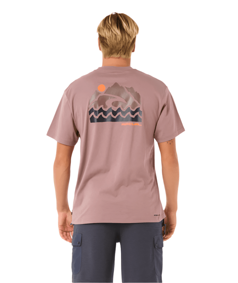 RIP CURL VaporCool Search Trek T-Shirt Twilight Mauve Men's Short Sleeve T-Shirts Rip Curl 