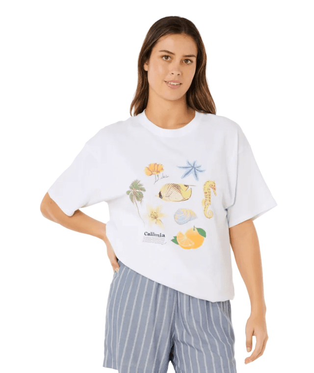 RIP CURL Women's Poolside Heritage T-Shirt Optical White Women's Short Sleeve T-Shirts Rip Curl 
