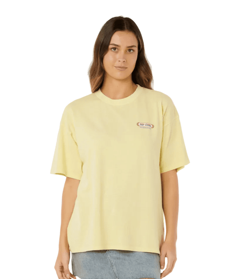 RIP CURL Women's Surf Revival Oversized T-Shirt Pastel Yellow Women's Short Sleeve T-Shirts Rip Curl 