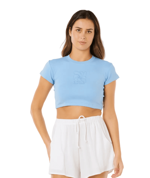 RIP CURL Women's Pacific Coast Baby T-Shirt Light Blue Women's Short Sleeve T-Shirts Rip Curl 