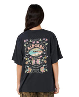 RIP CURL Women's Half Moon Bay Heritage T-Shirt Washed Black Women's Short Sleeve T-Shirts Rip Curl 