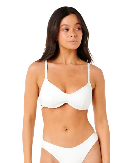 RIP CURL Women's Dusk Textured D-DD Bra Bikini Top White Women's Bikini Tops Rip Curl 