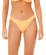 RIP CURL Women's Dusk Textured Hi-Leg Cheeky Bikini Bottom Electric Peach Women's Bikini Bottoms Rip Curl 