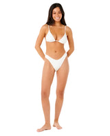 RIP CURL Women's Dusk Textured Hi-Leg Cheeky Bikini Bottom White Women's Bikini Bottoms Rip Curl 