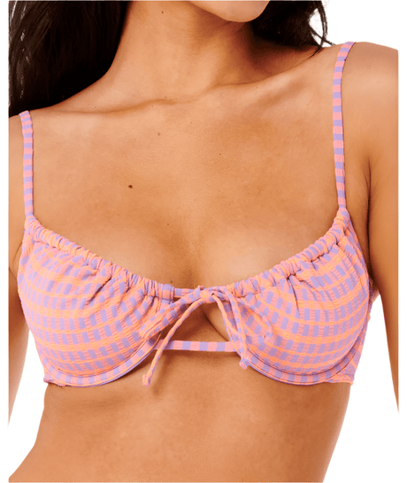 RIP CURL Women's Isles Plaid D-DD Balconette Purple Women's Bikini Tops Rip Curl 