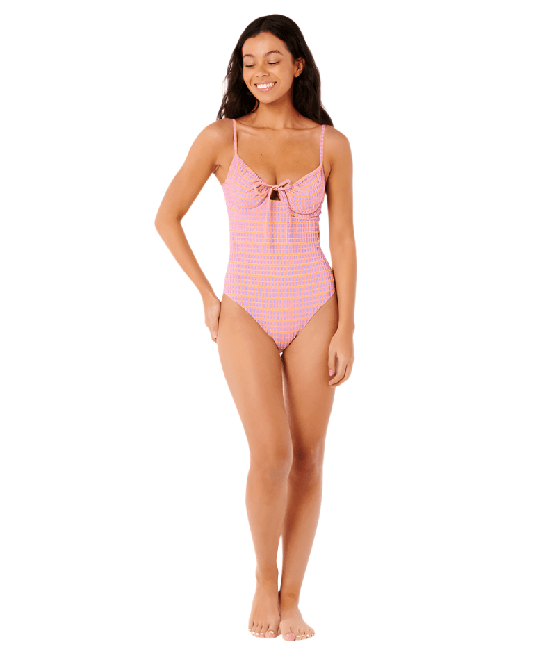 RIP CURL Women's Isles Plaid One Piece Bathing Suit Purple Women's One Pieces Rip Curl 