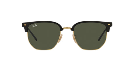 RAY-BAN New Clubmaster Polished Black On Arista Gold - Green Sunglasses Sunglasses Ray-Ban 
