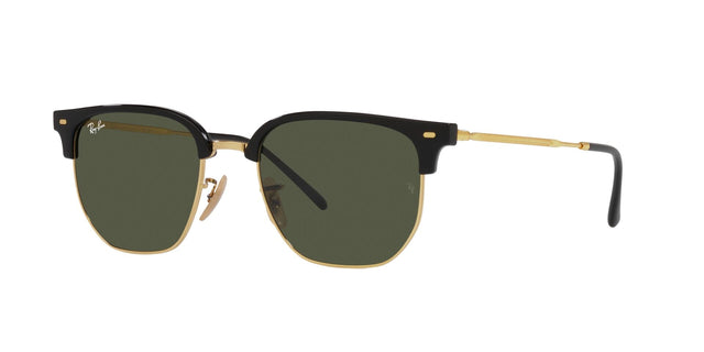 RAY-BAN New Clubmaster Polished Black On Arista Gold - Green Sunglasses Sunglasses Ray-Ban 