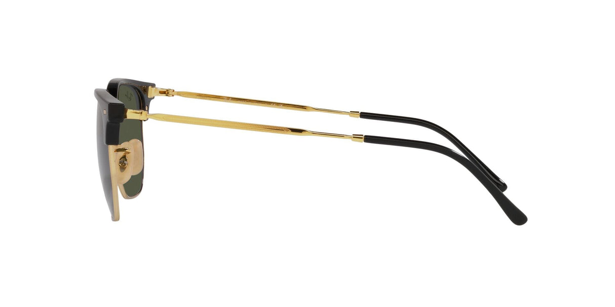 RAY-BAN New Clubmaster Polished Black On Arista Gold - Green Sunglasses Sunglasses Ray-Ban 