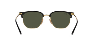 RAY-BAN New Clubmaster Polished Black On Arista Gold - Green Sunglasses Sunglasses Ray-Ban 