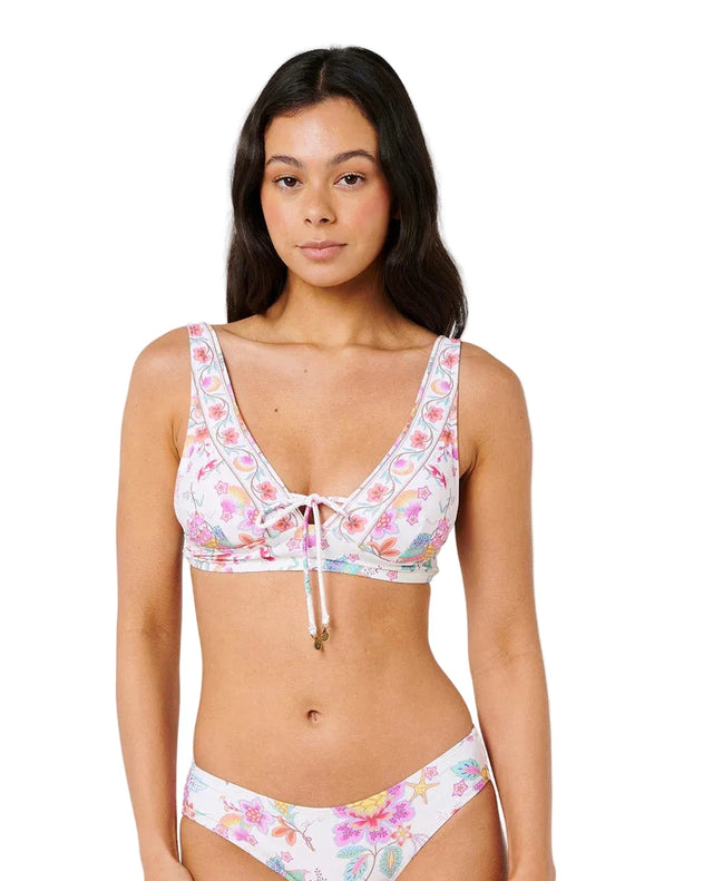 RIP CURL Women's Half Moon Bay Multi-Fit Deep V Bikini Top Bone Women's Bikini Tops Rip Curl 