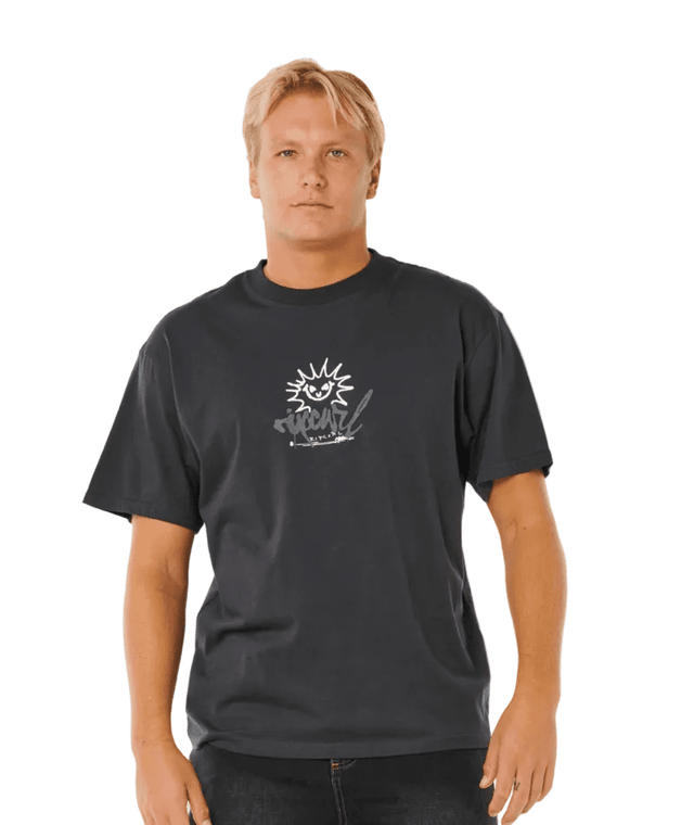 RIP CURL Inner Visions Rotten Sun T-Shirt Washed Black Men's Short Sleeve T-Shirts Rip Curl 