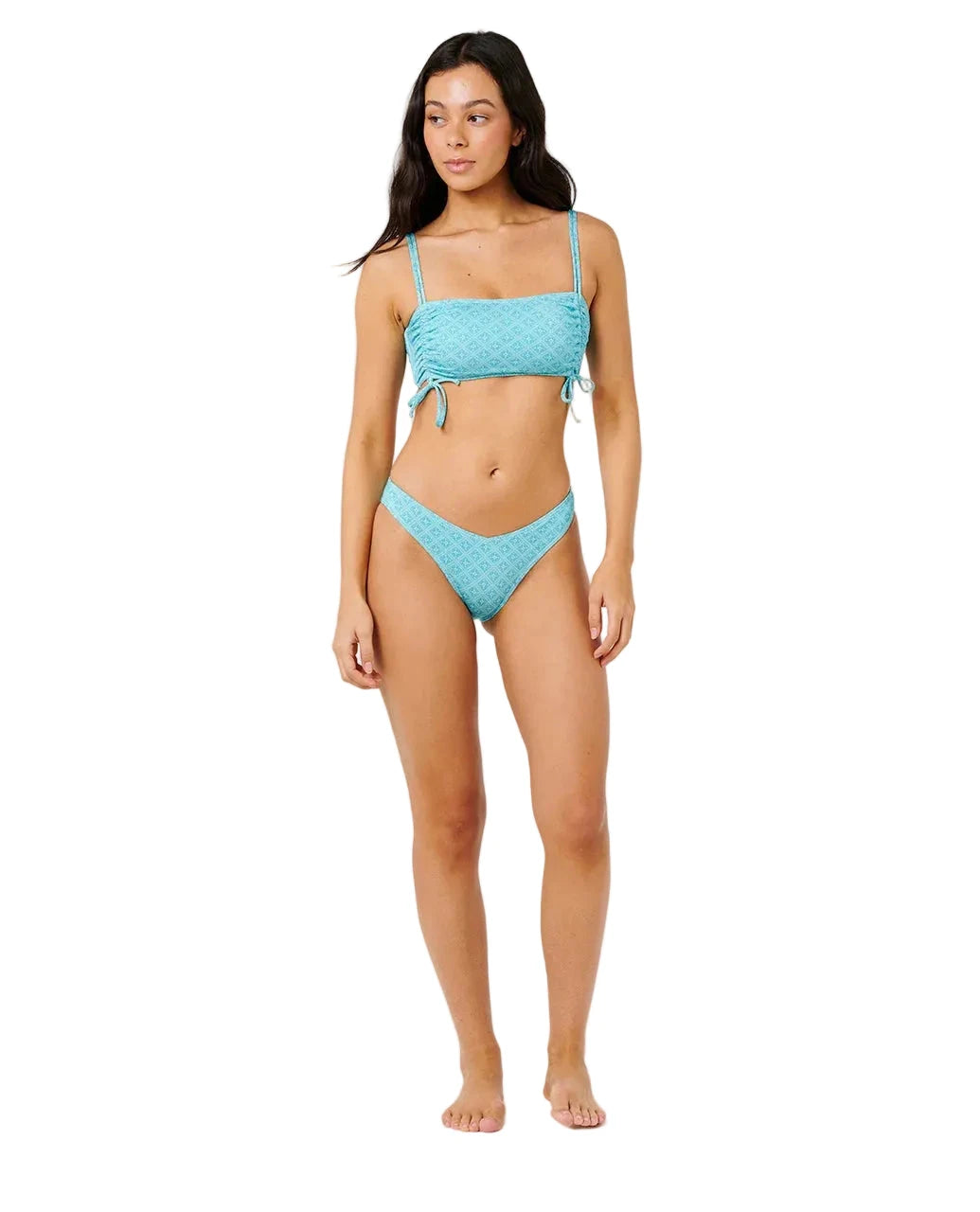 RIP CURL Women's Moon Geo Hi Leg Cheeky Bikini Bottom Blue Women's Bikini Bottoms Rip Curl 