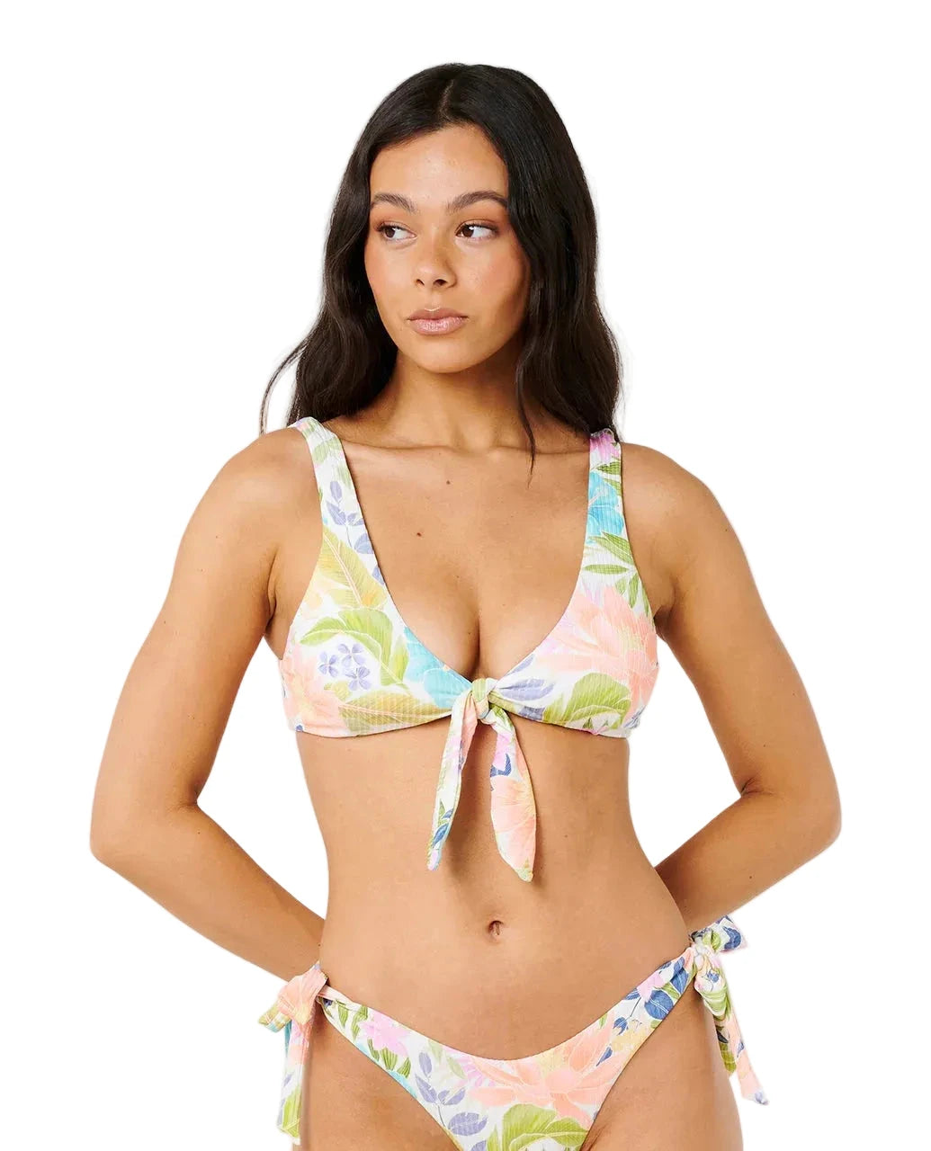 RIP CURL Women's Catalina Island Tie Front Crop Bikini Top Multico Women's Bikini Tops Rip Curl 