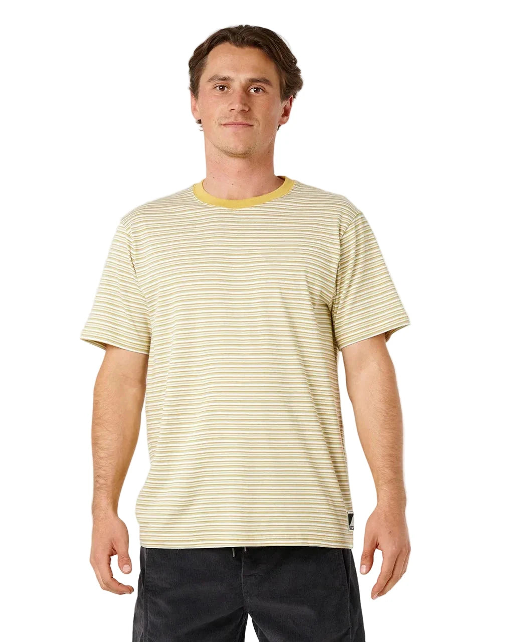 RIP CURL Artist Of The Search Stripe T-Shirt Bone Men's Short Sleeve T-Shirts Rip Curl 