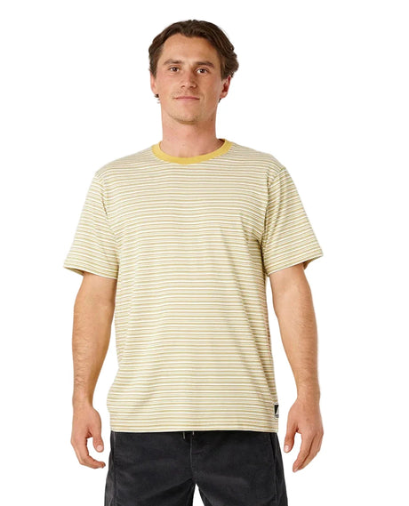RIP CURL Artist Of The Search Stripe T-Shirt Bone Men's Short Sleeve T-Shirts Rip Curl 