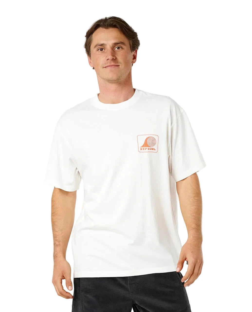 RIP CURL Artist Of The Search Rolling Waves T-Shirt Bone Men's Short Sleeve T-Shirts Rip Curl 