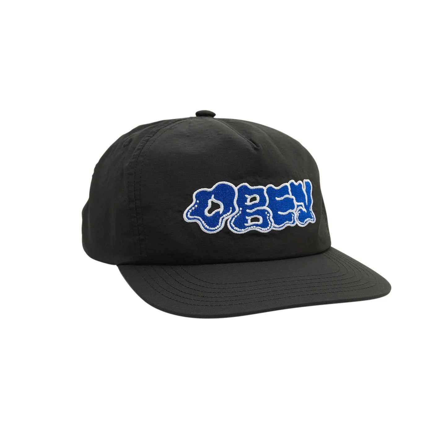 OBEY Slug 4 Panel Snapback Hat Black Men's Hats Obey 