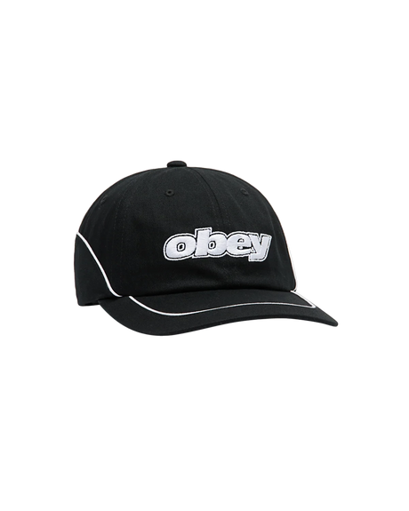 OBEY Rewind 6 Panel Velcroback Hat Black Men's Hats Obey 