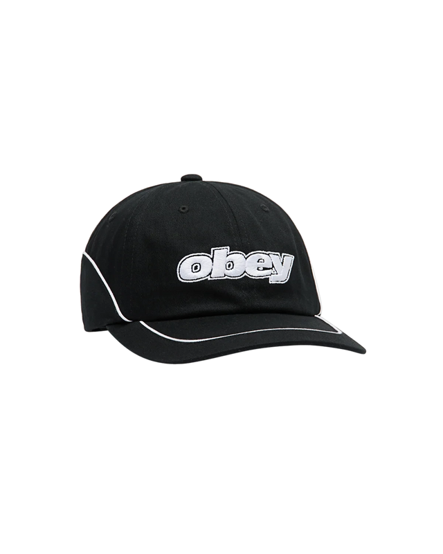OBEY Rewind 6 Panel Velcroback Hat Black Men's Hats Obey 
