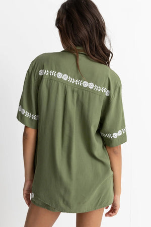 RHYTHM Women's Juno Short Sleeve Shirt Olive Women's Blouses Rhythm 