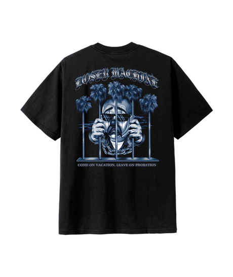 LOSER MACHINE Palm Tree Prison Heavy Weight T-Shirt Black Men's Short Sleeve T-Shirts Loser Machine 