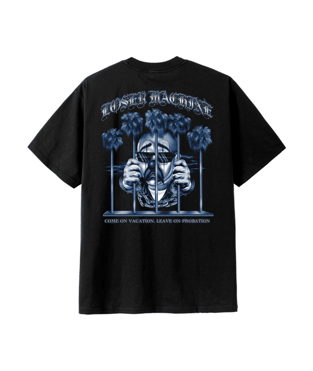LOSER MACHINE Palm Tree Prison Heavy Weight T-Shirt Black Men's Short Sleeve T-Shirts Loser Machine 
