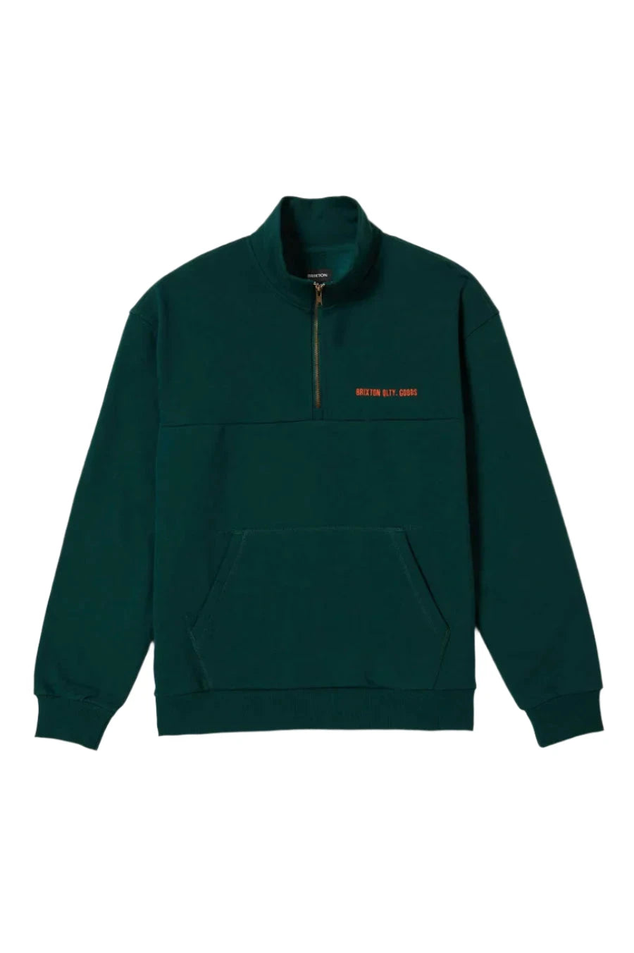 BRIXTON Embroidered Heavyweight Oversized Half Zip Deep Emerald Men's Crewnecks Brixton 