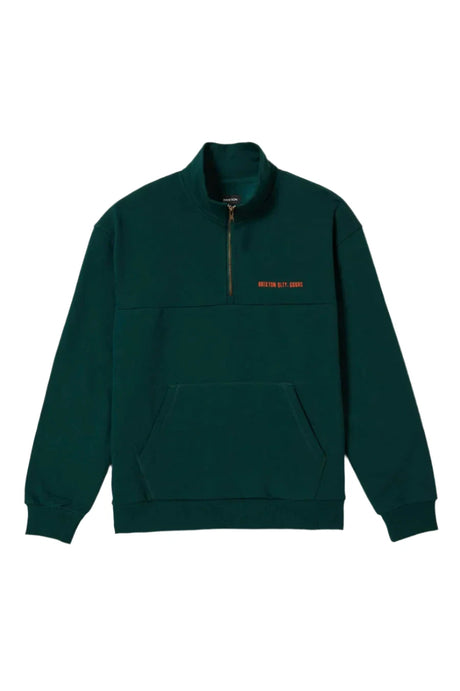 BRIXTON Embroidered Heavyweight Oversized Half Zip Deep Emerald Men's Crewnecks Brixton 