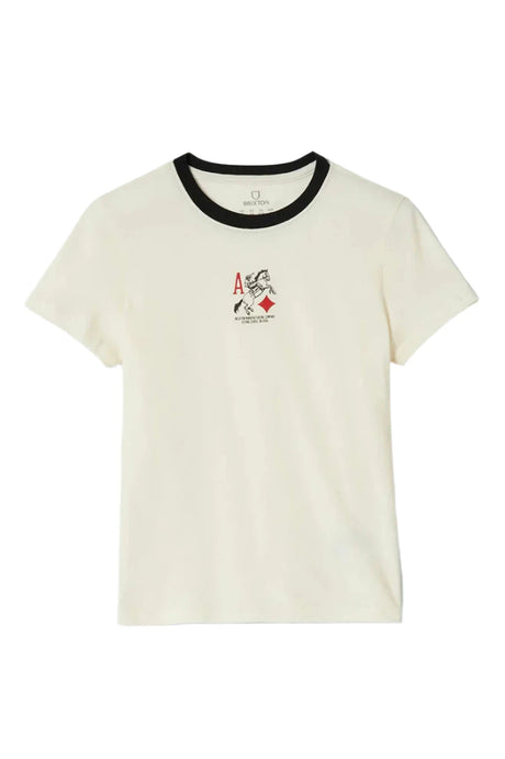 BRIXTON Women's Aces Fitted Crew T-Shirt Off White/Black Women's Short Sleeve T-Shirts Brixton 