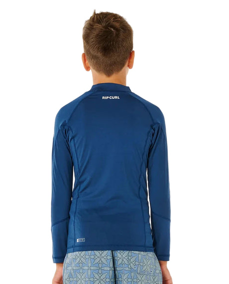 RIP CURL Boy's Waves UPF Long Sleeve Rash Guard Light Navy Youth Rashguards Rip Curl 