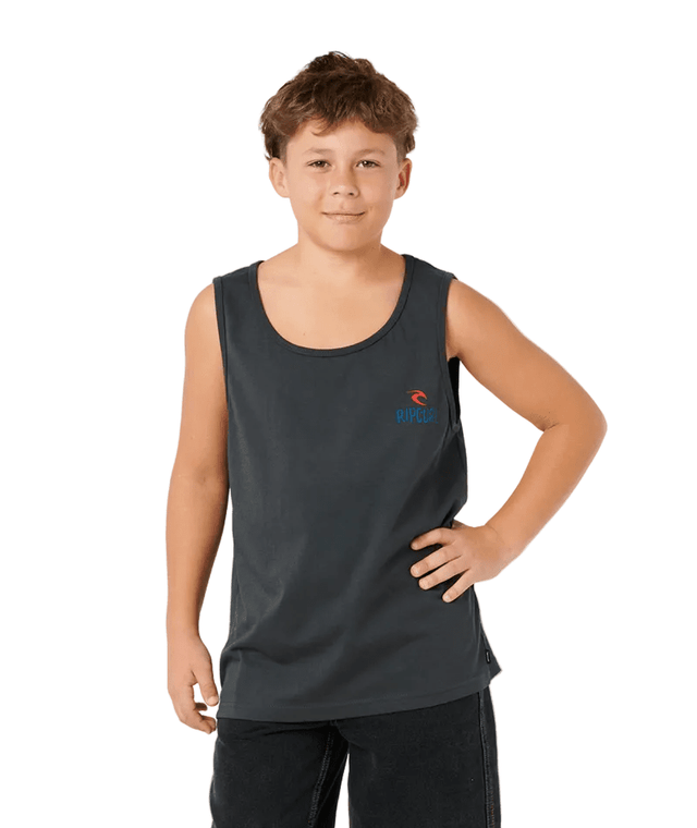 RIP CURL Boys Skull Surf Tank Washed Black Boy's Tank Tops Rip Curl 