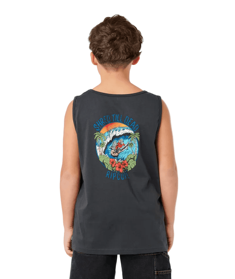 RIP CURL Boys Skull Surf Tank Washed Black Boy's Tank Tops Rip Curl 