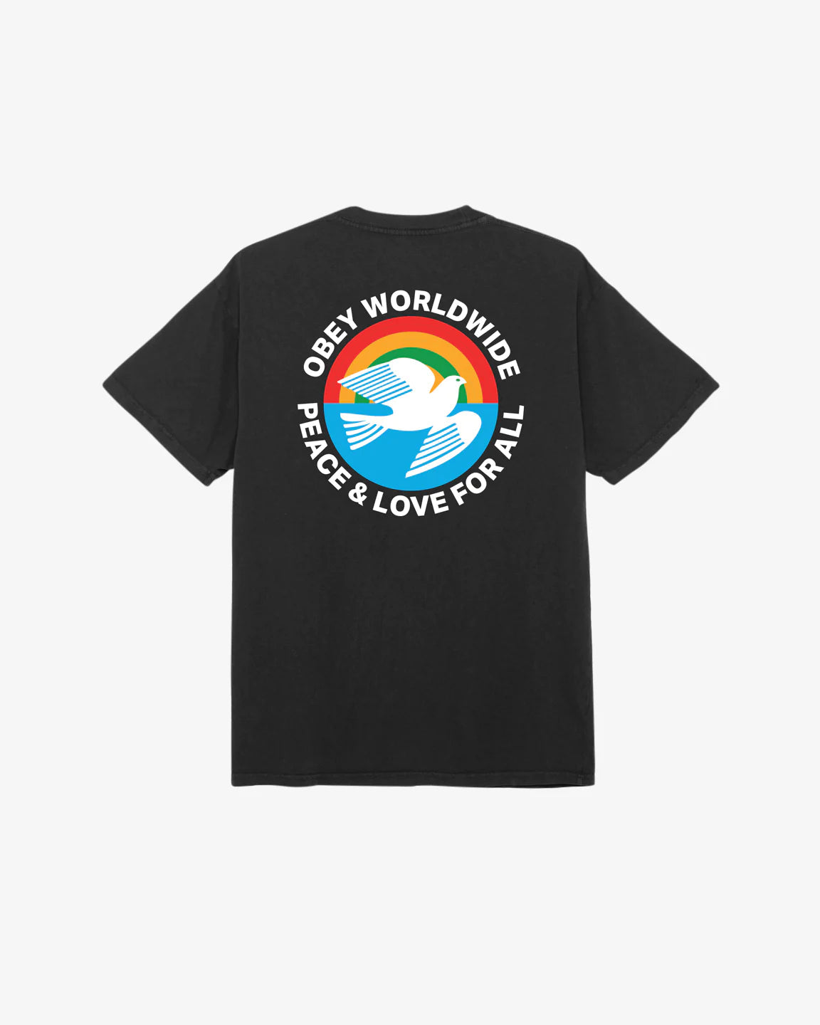 OBEY Peace & Love For All Pigment T-Shirt Vintage Black Men's Short Sleeve T-Shirts Obey 