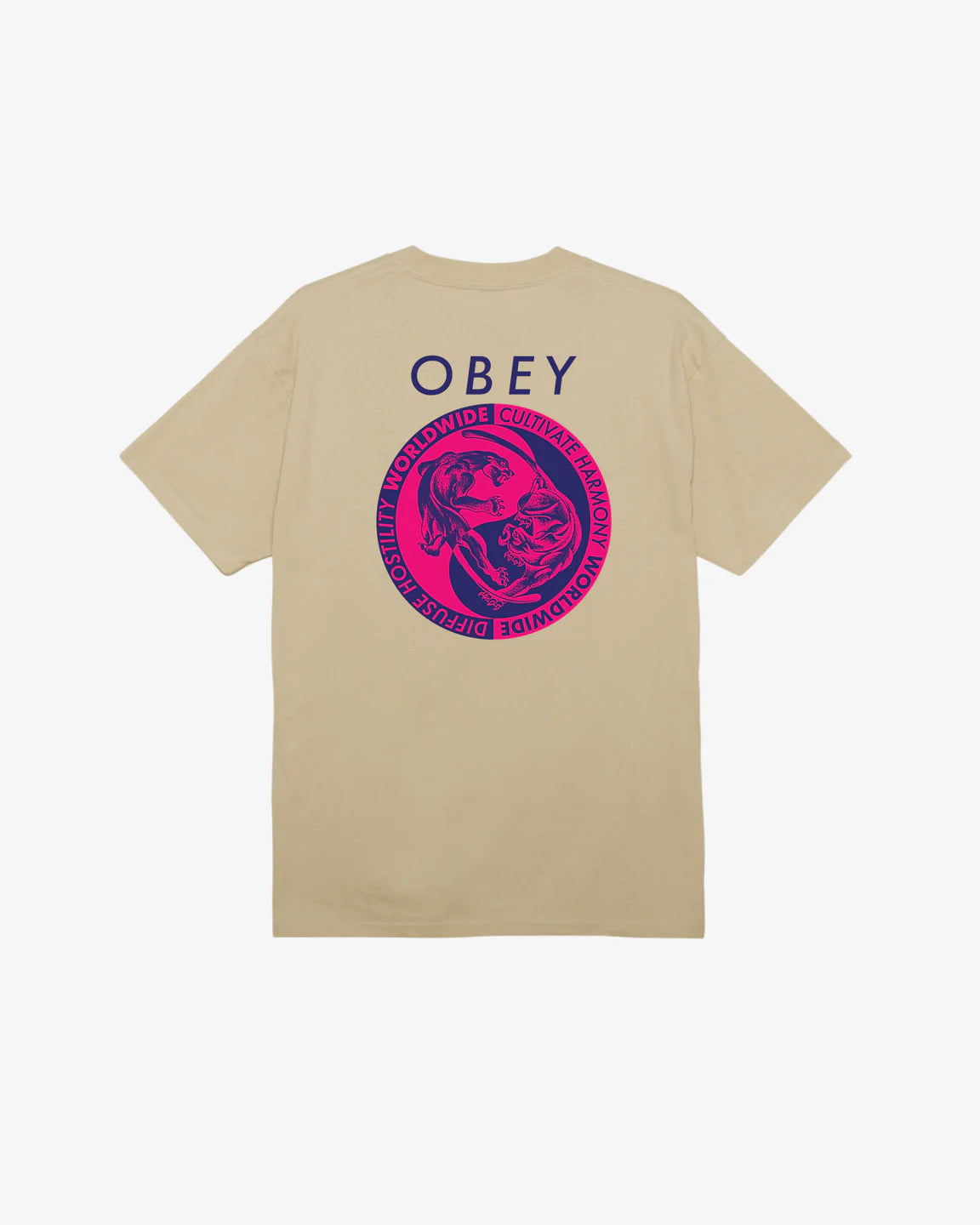 OBEY Ying Yang Panthers T-Shirt Sand Men's Short Sleeve T-Shirts Obey 