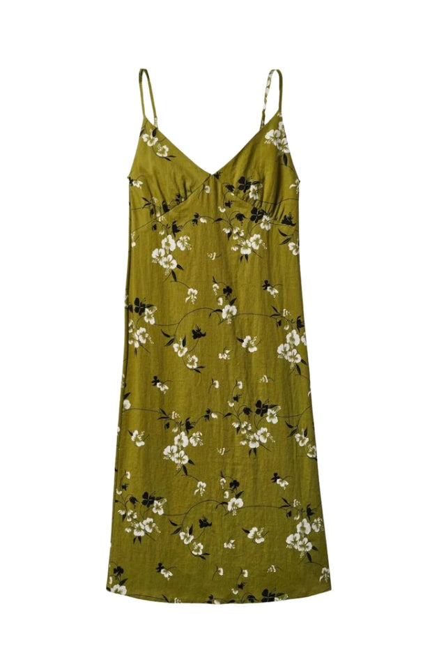 BRIXTON Women's Lanai Linen Midi Dress Moss Women's Dresses Brixton 