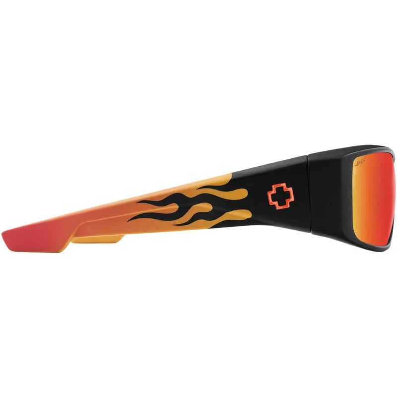 SPY Logan Matte Black Orange Flames - Happy Grey Green Red Mirror Sunglasses Sunglasses Spy 