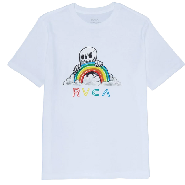 RVCA Rainbow Skulls T-Shirt White Men's Short Sleeve T-Shirts RVCA 