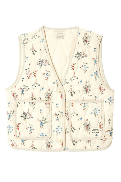 BRIXTON Women's Field Floral Quilted Vest Whitecap/Hazelnut/Ditsy Floral Women's Vests Brixton 