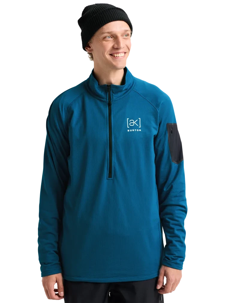 BURTON [ak] Helium Grid Half-Zip Fleece Blue Teal Men's Base Layers Burton 