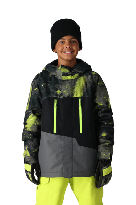 686 Youth Geo Insulated Snowboard Jacket Lime Hemisphere Colorblock 2025 Youth Snow Jackets 686 