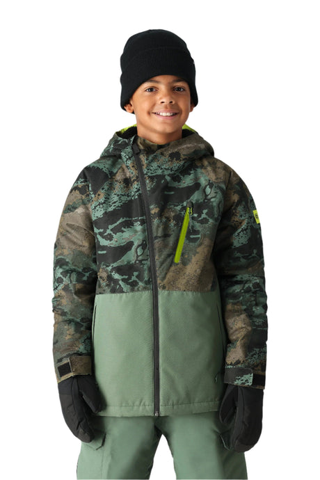 686 Youth Hydra Insulated Snowboard Jacket Cypress Green Hemisphere Colorblock 2025 Youth Snow Jackets 686 