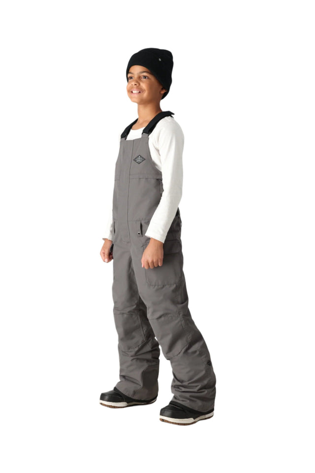 686 Youth Frontier Insulated Bib Snowboard Pants Rhino Grey 2025 Youth Snow Pants 686 