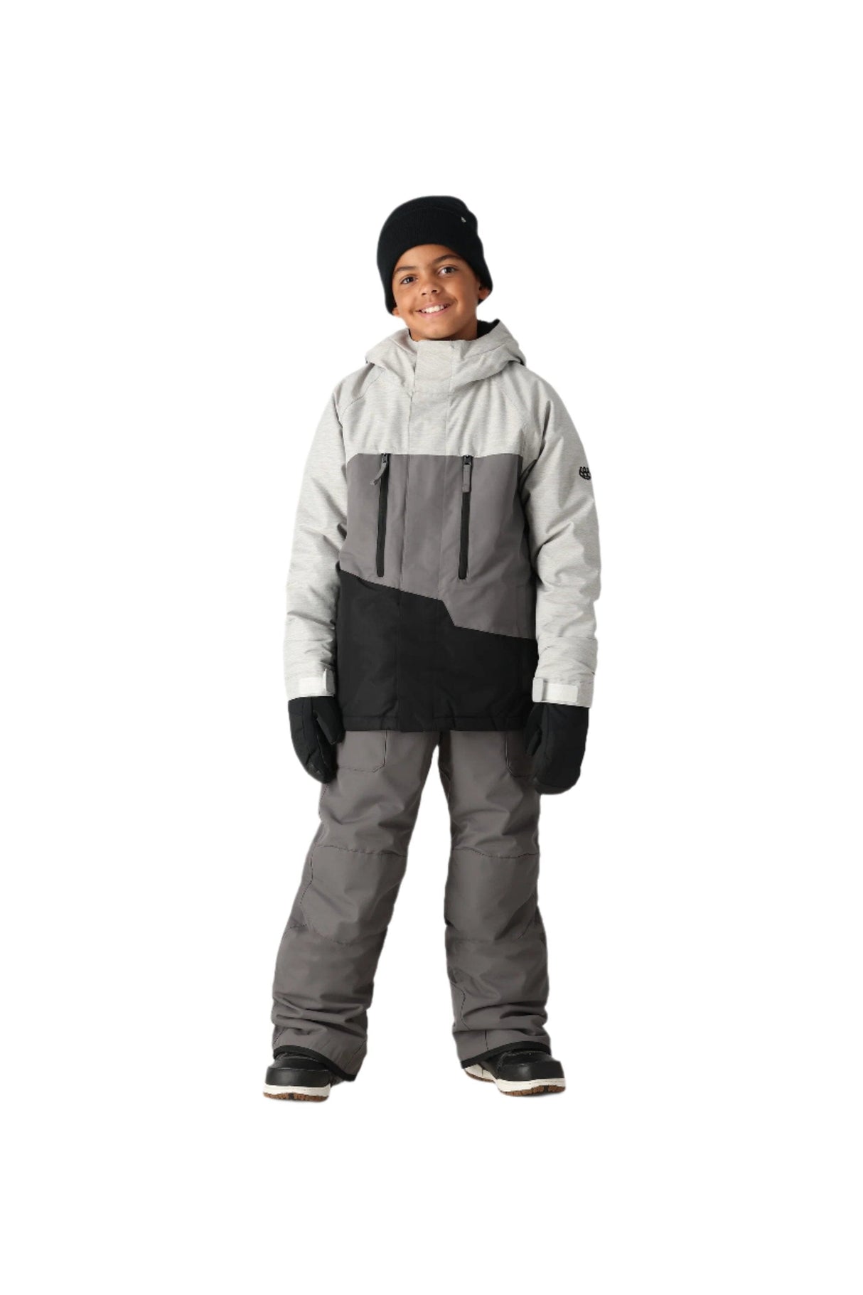 686 Youth Frontier Insulated Bib Snowboard Pants Rhino Grey 2025 Youth Snow Pants 686 