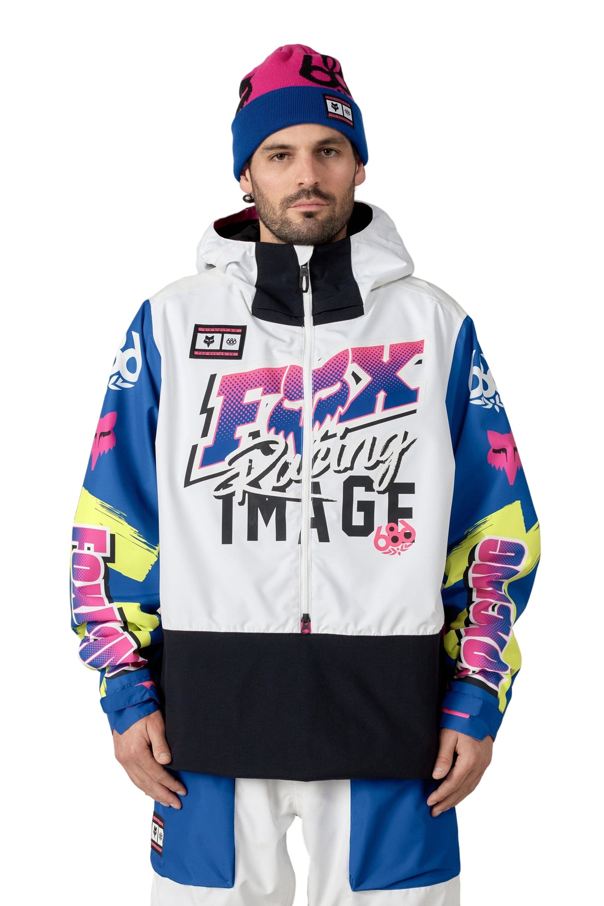 686 Fox Racing Shell Anorak Snow Jacket Fox White Colorblock 2026 Men's Snow Jackets 686 