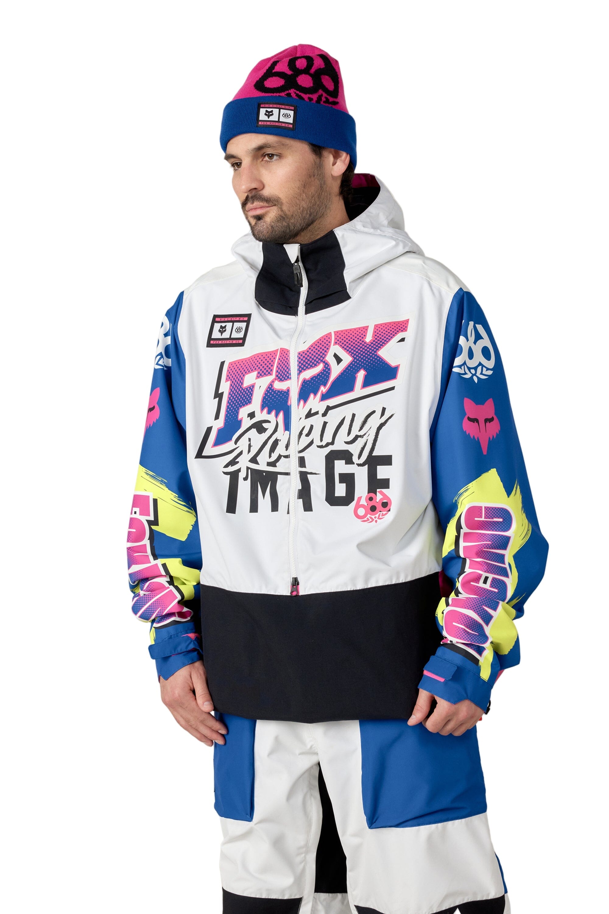 686 Fox Racing Shell Anorak Snow Jacket Fox White Colorblock 2026